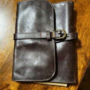 J Peterman Mens Brown Leather Toiletry Bag Dopp Travel Kit Vintage